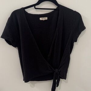 Madewell Black Tie-Front Crop Top